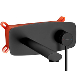 Elegancka Czarna Bateria Umywalkowa Podtynkowa OVAL + BOX od REA