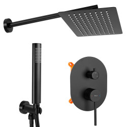 Elegancki Zestaw Natryskowy OVAL Czarny z ECO Box - Nowoczesny Styl Łazienki