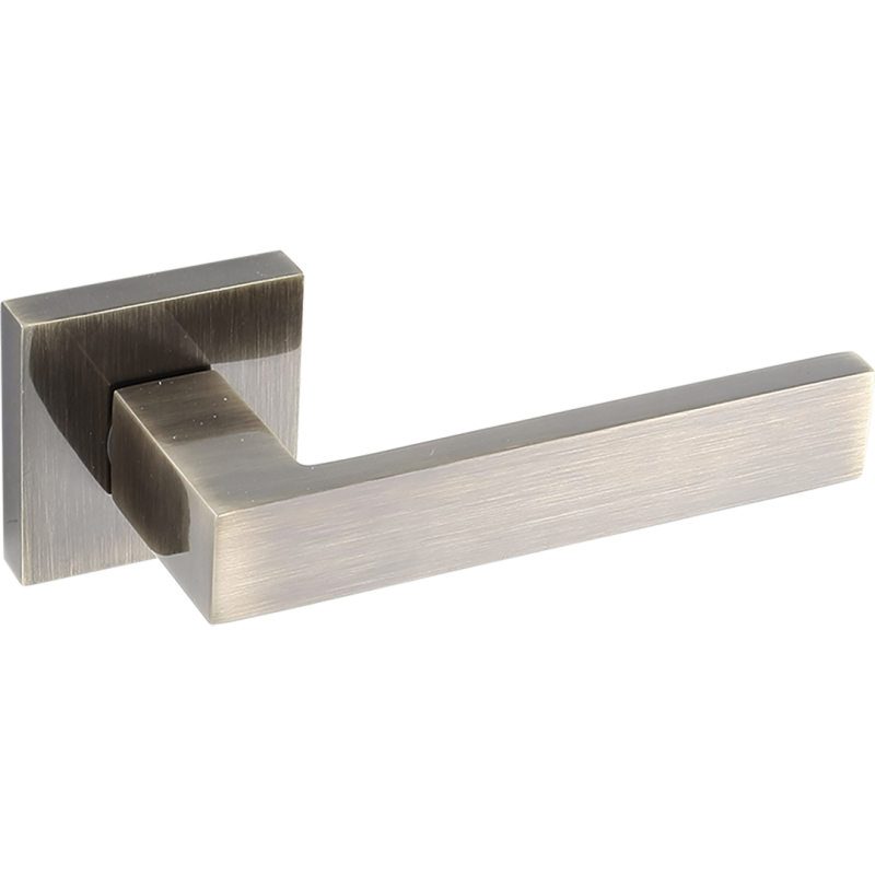 Elegancka klamka QUBIK do drzwi klasycznych, patyna, aluminum, montaż łatwy!