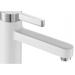 Elegancka bateria umywalkowa Polo, biała/chrom, REA-B9941, niska wersja