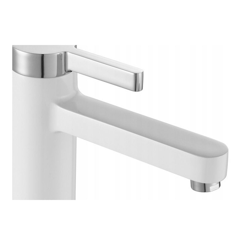 Elegancka bateria umywalkowa Polo, biała/chrom, REA-B9941, niska wersja