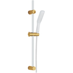 Zestaw Natryskowy Alanis Elegance - Białe/Złote Wykończenie, System Antyskręt i Antykamień