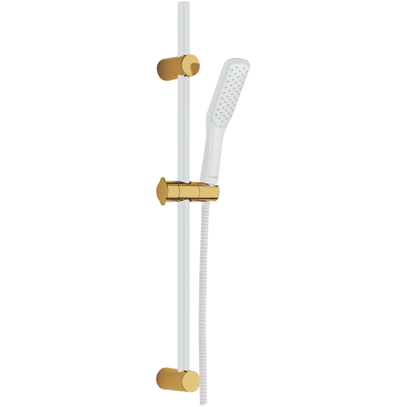 Zestaw Natryskowy Alanis Elegance - Białe/Złote Wykończenie, System Antyskręt i Antykamień