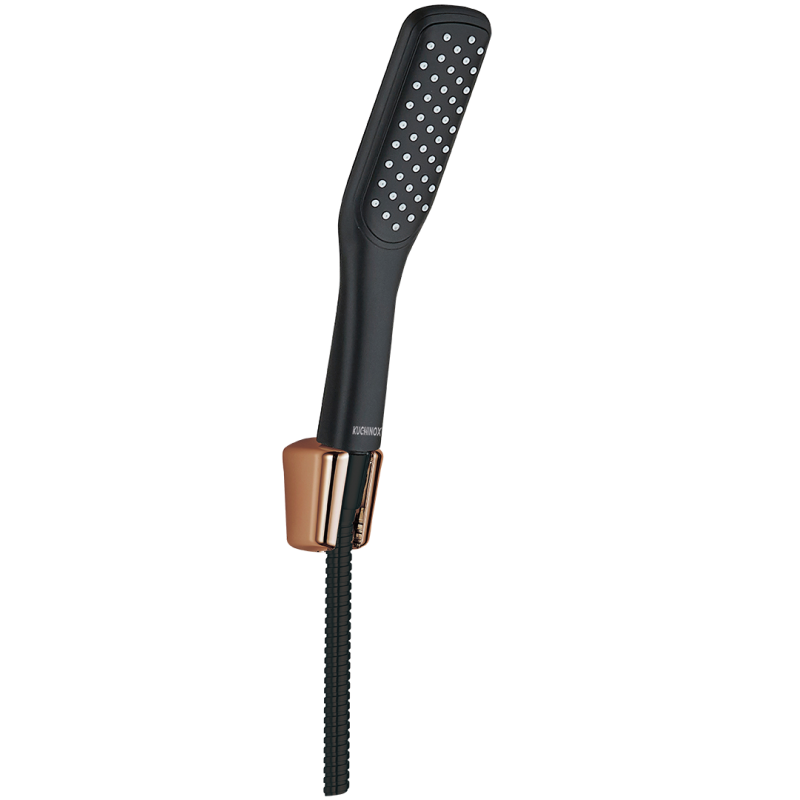 Zestaw Prysznicowy Alanis Lux - Czarne/Różowe Złoto, Anti-Skręt i Anti-Kamień