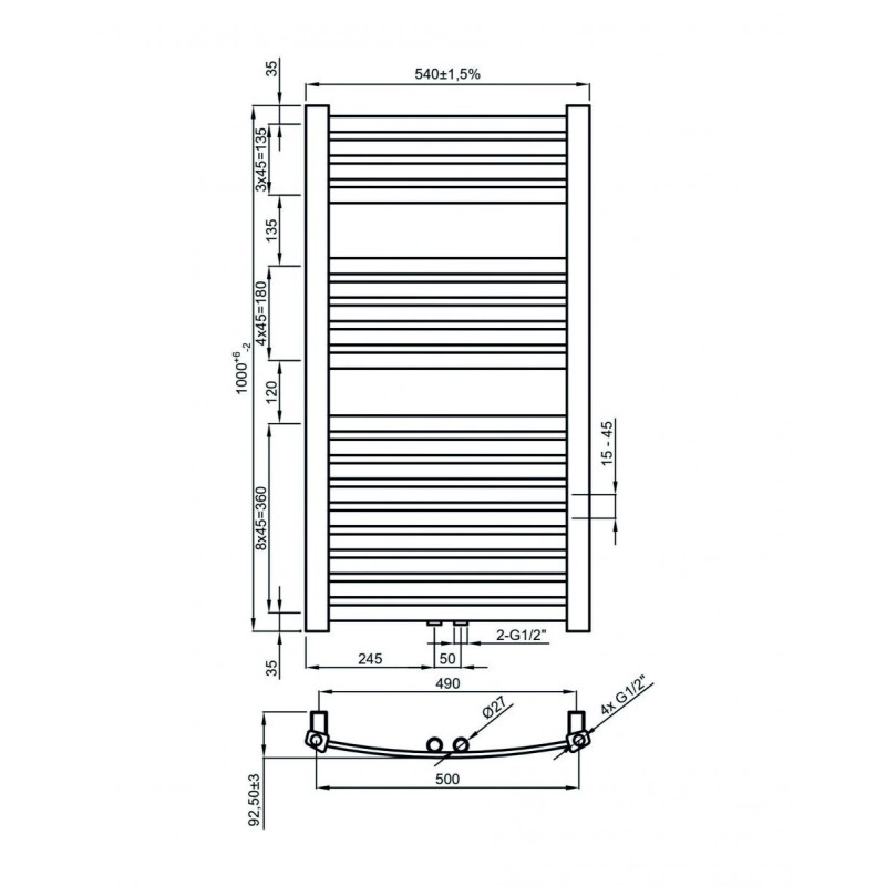 Stylowy Grzejnik Drabinkowy Łazienkowy 100 cm Biały UG-01-100 - Elegancja i Ciepło w Twojej Łazience