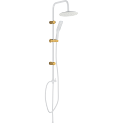 ALANIS Elegancka Kolumna Prysznicowa - Białe/Złote Wykończenie z Systemem Antykamienia