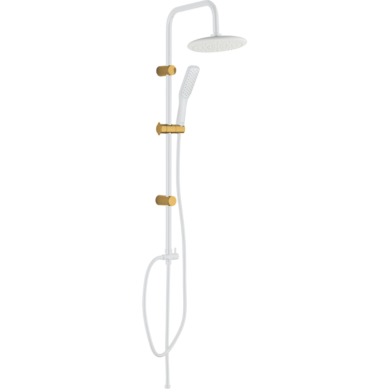 ALANIS Elegancka Kolumna Prysznicowa - Białe/Złote Wykończenie z Systemem Antykamienia