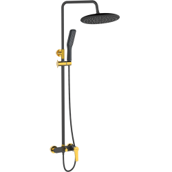 Alanis Exclusive - Stylowa Czarna/Złota Kolumna Prysznicowa z Systemem Antykamień