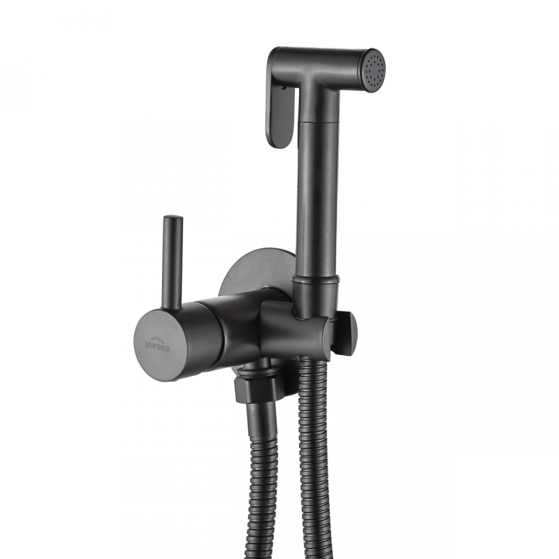 Invena Glamour Czarna: Elegancka podtynkowa bateria bidetowa z wyciąganą wylewką