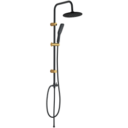 Alanis Elegance: Luksusowa Kolumna Natryskowa w Czarno-Złotym Wykończeniu