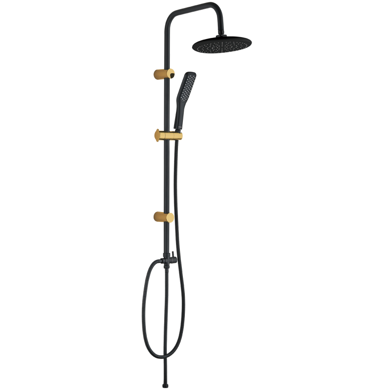 Alanis Elegance: Luksusowa Kolumna Natryskowa w Czarno-Złotym Wykończeniu