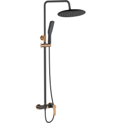 Luksusowa Kolumna Prysznicowa Alanis z Czarnym Matowym i Różowo-Złotym Wykończeniem