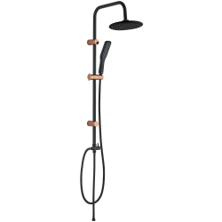 Elegancka Kolumna Prysznicowa ALANIS - Czarne & Różowe Złoto, Antykamień, Antyskręt