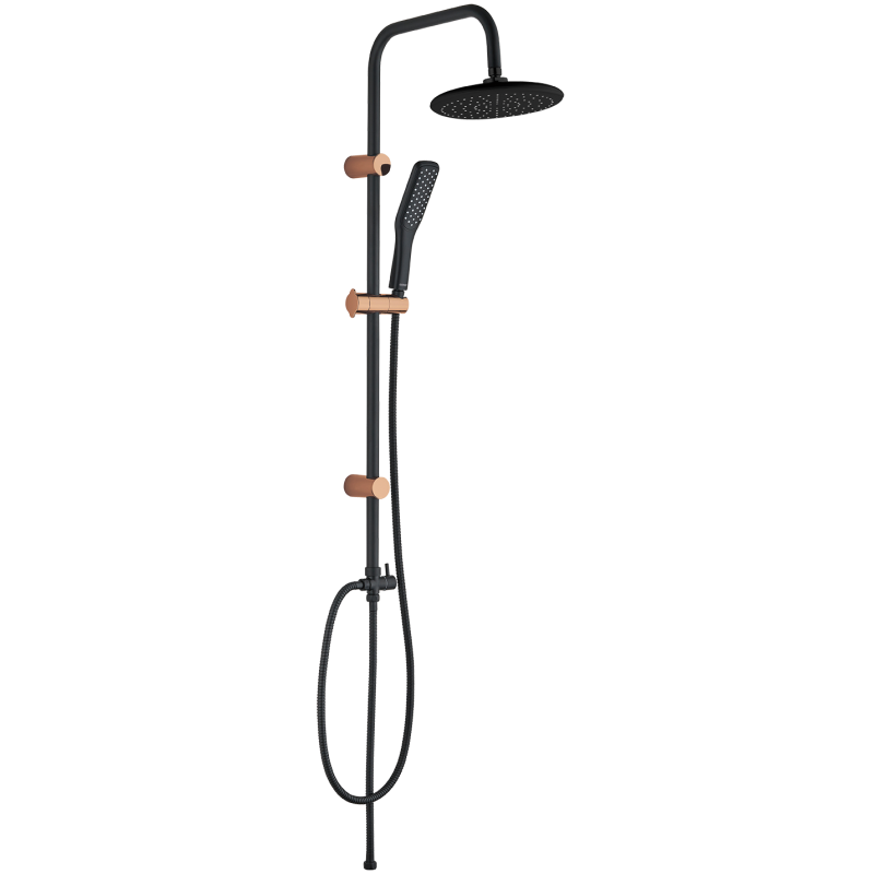 Elegancka Kolumna Prysznicowa ALANIS - Czarne & Różowe Złoto, Antykamień, Antyskręt