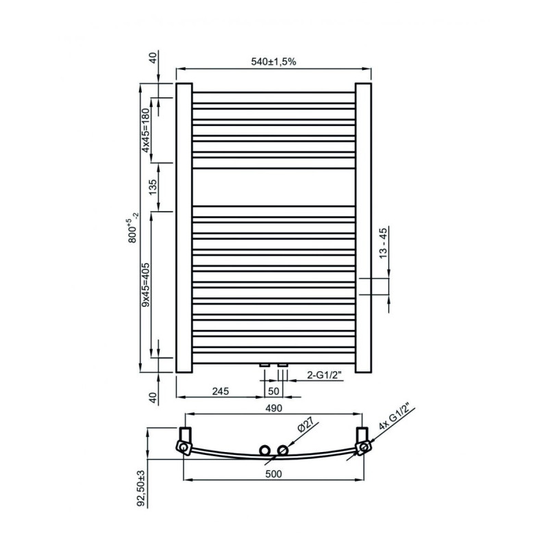 Stylowy Grzejnik Łazienkowy Drabinkowy Grafitowy 80 cm - Model UG-02-080