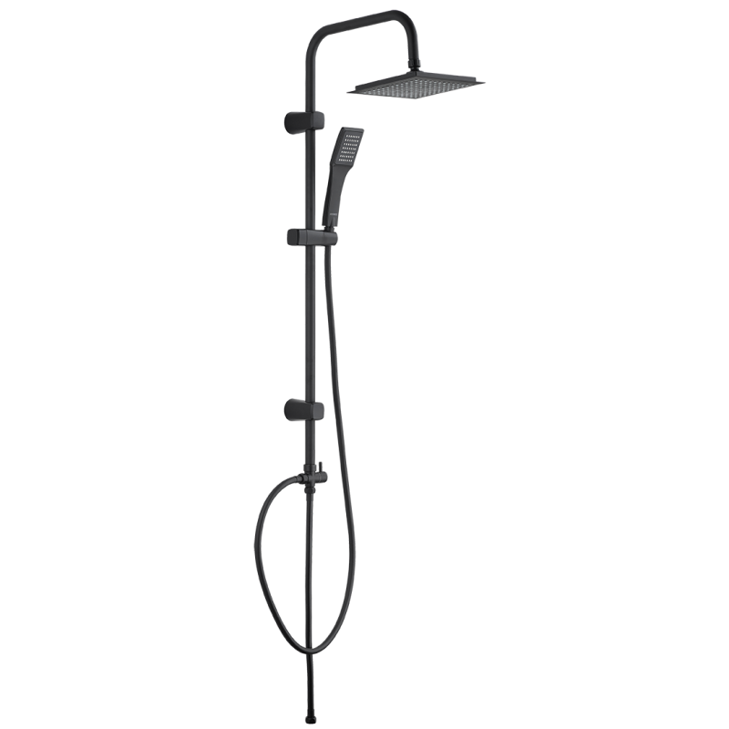 HIRO Czarna Kolumna Natryskowa z Deszczownią - Elegancja i Funkcjonalność w Twojej Łazience