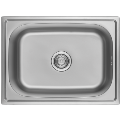 Elegancki zlewozmywak 1-komorowy Mika Inox do szafki 60 cm z syfonem, gładka powierzchnia