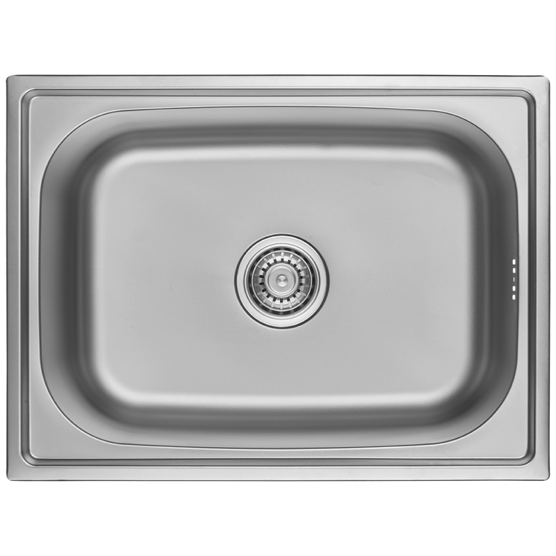 Elegancki zlewozmywak 1-komorowy Mika Inox do szafki 60 cm z syfonem, gładka powierzchnia