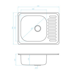 Kuchinox Junak zlewozmywak stalowy wpuszczany len 500x650 1-komorowy