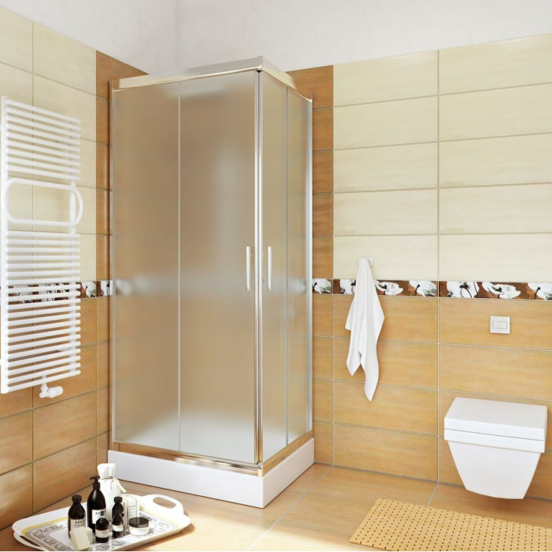 Elegancka Kabina Stylio 70x70 z chromowanymi detalami i szkłem chinchila