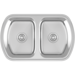 Podwójna Elegancja: Zlewozmywak Dwukomorowy Jasper Inox Wpuszczany 77x49cm z Syfonem