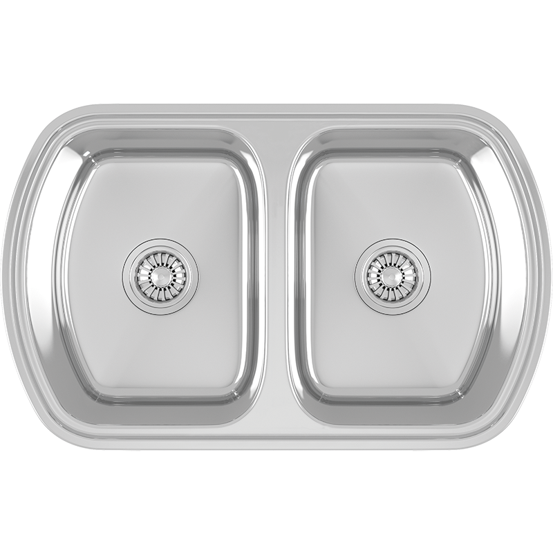 Podwójna Elegancja: Zlewozmywak Dwukomorowy Jasper Inox Wpuszczany 77x49cm z Syfonem