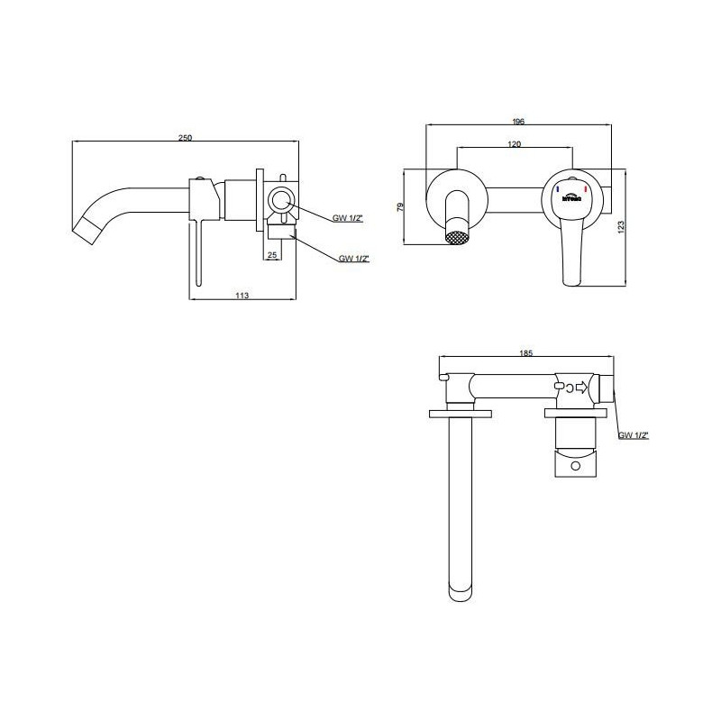 Glamour Black - Nowoczesna Bateria Umywalkowa Podtynkowa Deluxe BP-02-U04