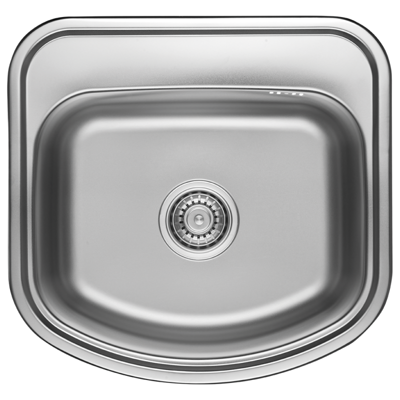 JASPER Jednokomorowy Zlewozmywak Inox Wpuszczany z Syfonem i Przelewem