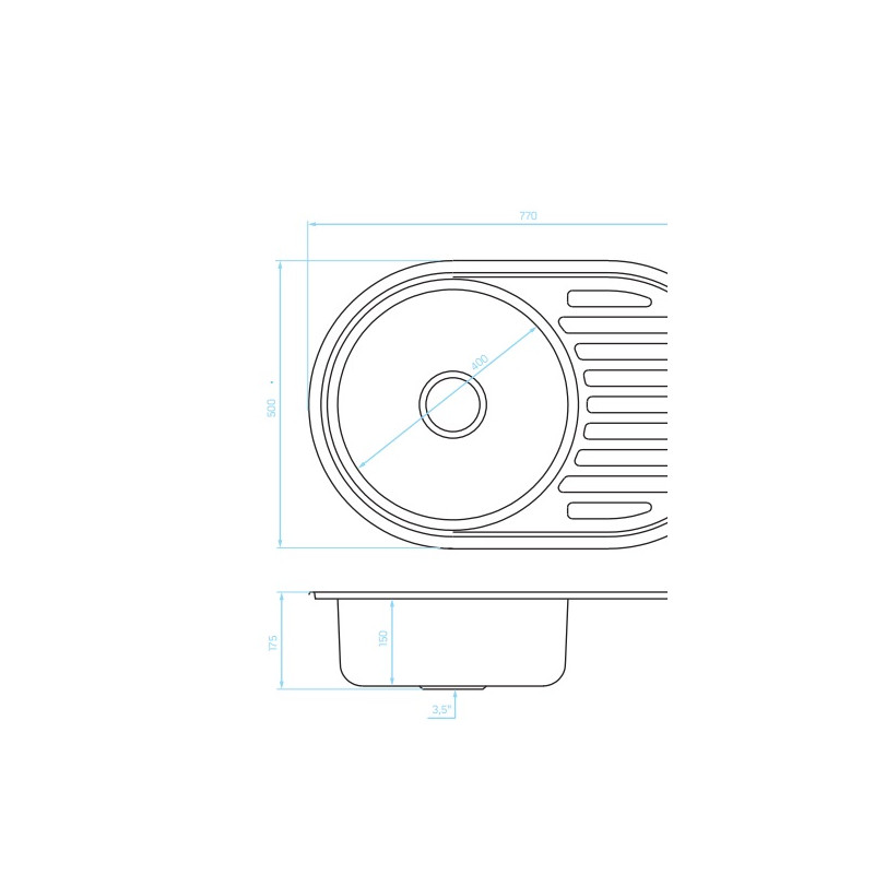 Kuchinox Faro zlewozmywak stalowy wpuszczany gładki 480x780 1-komorowy