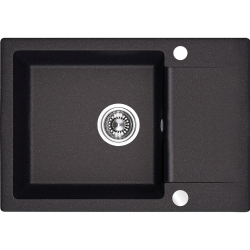 Czarny Zlewozmywak Granitowy CELEBES 1-Komorowy z Praktycznym Półociekaczem