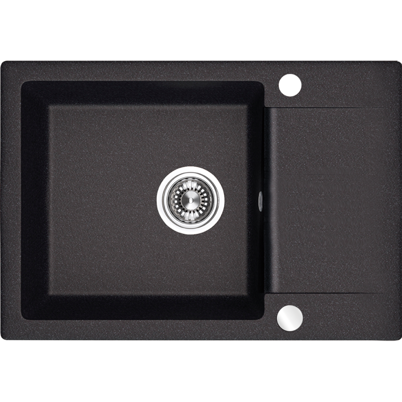 Czarny Zlewozmywak Granitowy CELEBES 1-Komorowy z Praktycznym Półociekaczem