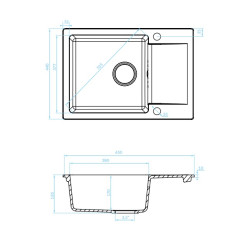 Czarny Zlewozmywak Granitowy CELEBES 1-Komorowy z Praktycznym Półociekaczem