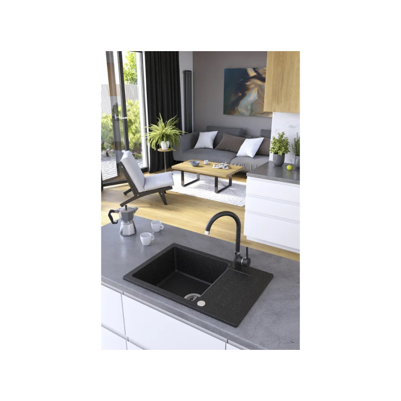 Kuchinox Celebes zlewozmywak granitowy czarny 440x650 1-komorowy