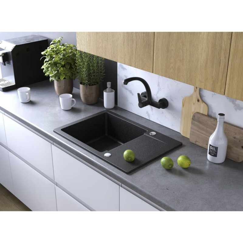 Kuchinox Celebes zlewozmywak granitowy czarny 440x650 1-komorowy