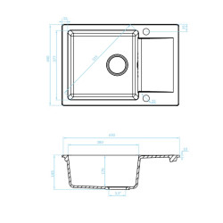 Kuchinox Celebes zlewozmywak granitowy szare 440x650 1-komorowy