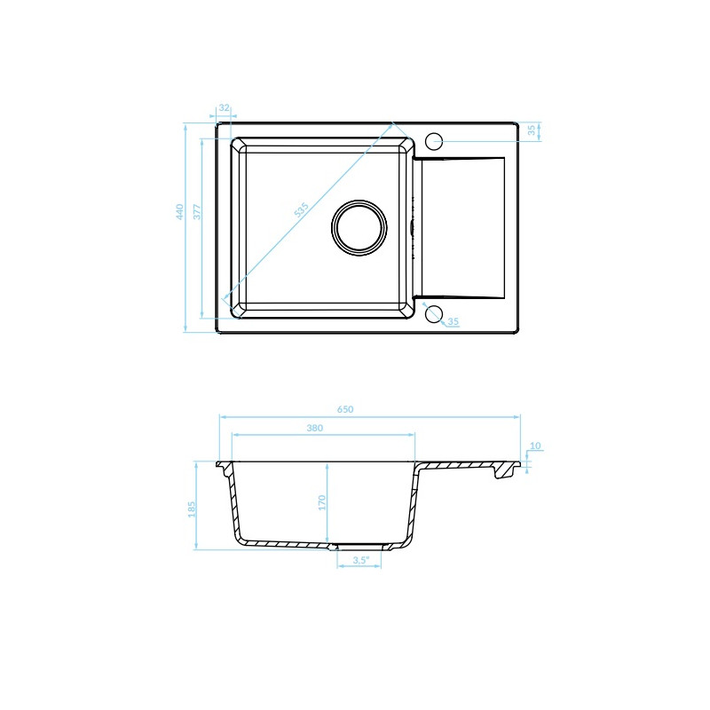 Granitowy Zlewozmywak CELEBES 1K, Rewersyjny z Półociekaczem, Beżowy, Elegancja i Funkcjonalność
