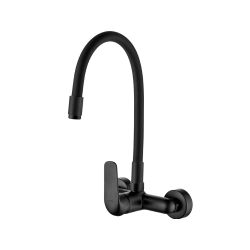 Elza Black: Elegancka Bateria Ścienna z Elastyczną Wylewką