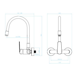 Nowoczesna Bateria Ścienna ELZA z Chromowaną Elastyczną Wylewką - Styl i Funkcjonalność
