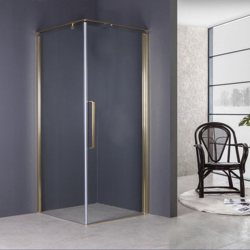 Stylowa Kabina Prysznicowa FRESH-LINE 80x80x200 - Złocisty Blask Elegancji