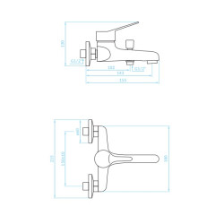 Kuchinox Tibi bateria wannowa ścienna chrom