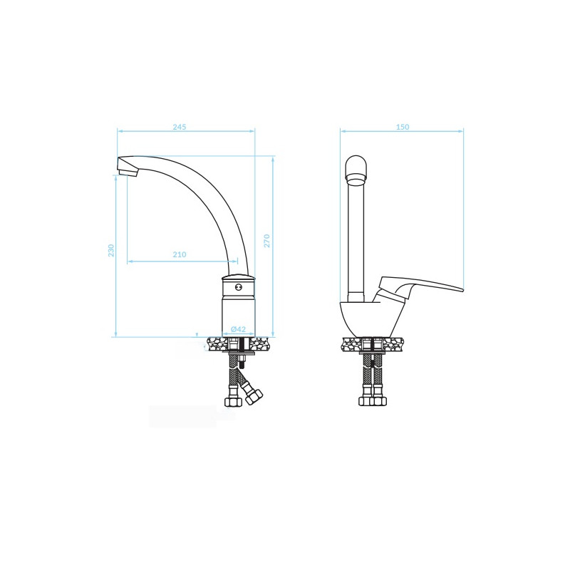 Oris Chromowana Bateria z Ruchomą Wylewką - Elegancja i Funkcjonalność dla Twojej Kuchni