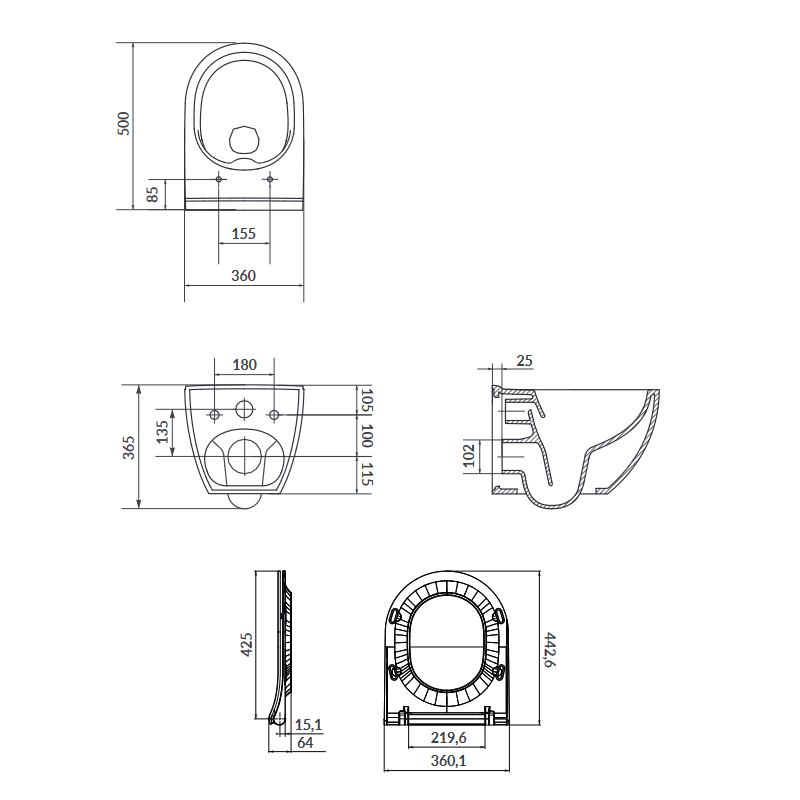 Nowoczesna Miska WC ZEN CLEANON z Deską Antybakteryjną - SETB246