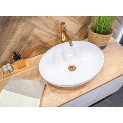 Elegancka Umywalka Nablatowa Desna 51x39 cm - Błyszcząca Biel, Nowoczesny Styl