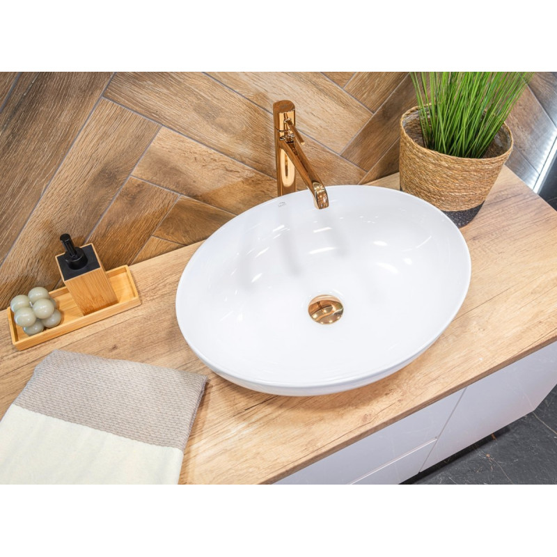 Elegancka Umywalka Nablatowa Desna 51x39 cm - Błyszcząca Biel, Nowoczesny Styl