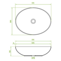 Elegancka Umywalka Nablatowa Desna 51x39 cm - Błyszcząca Biel, Nowoczesny Styl