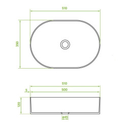 Elegancka umywalka ceramiczna nablatowa Desna 50x35 – biała owalna świetność