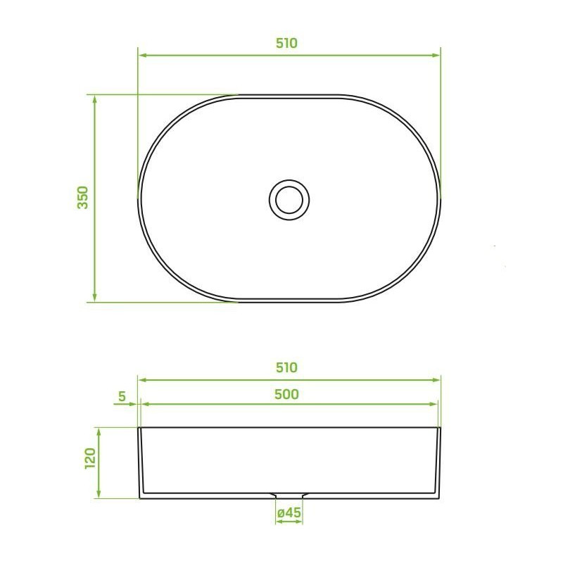 Elegancka umywalka ceramiczna nablatowa Desna 50x35 – biała owalna świetność