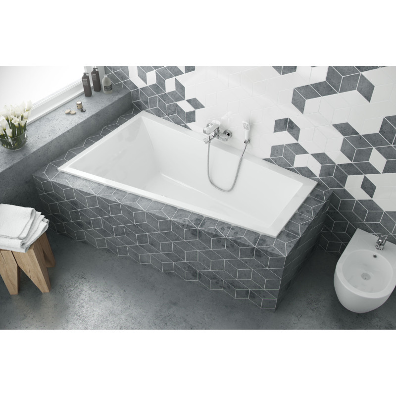 M-Sfera Slim wanna narożna 160x95 cm lewa, biały połysk