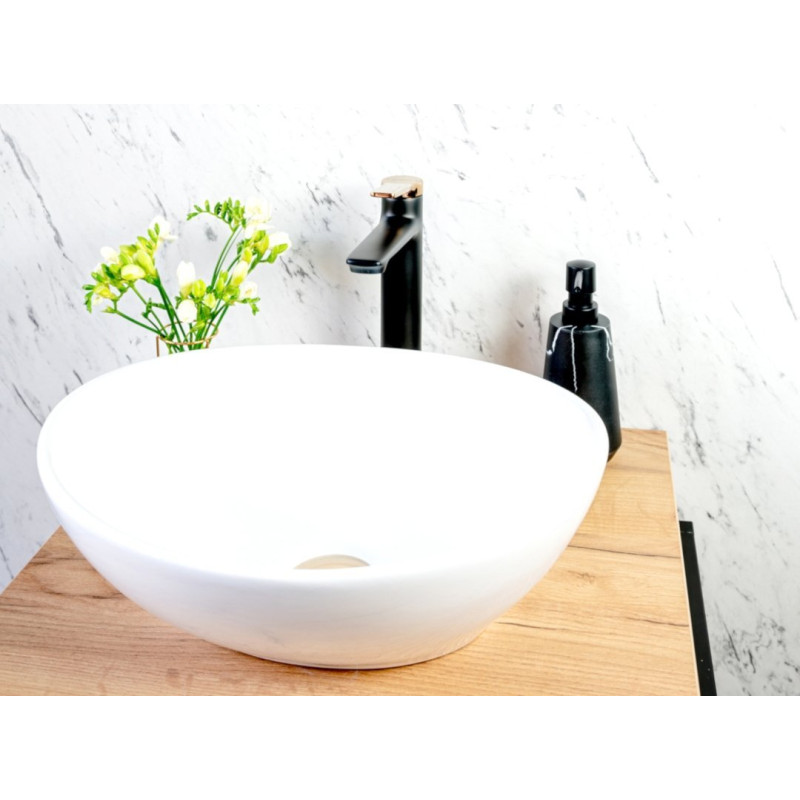 Laveo Desna umywalka nablatowa ceramiczna biała