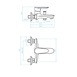 Kuchinox Cento bateria wannowa ścienna chrom